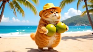 ✨Милое приключение🐾⛺🐇 Мама кошка берет котят и белого кролика в кемпинг на пляже!