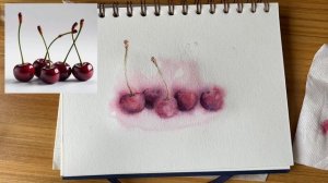 Рисуем вишни акварелью. Часть 5