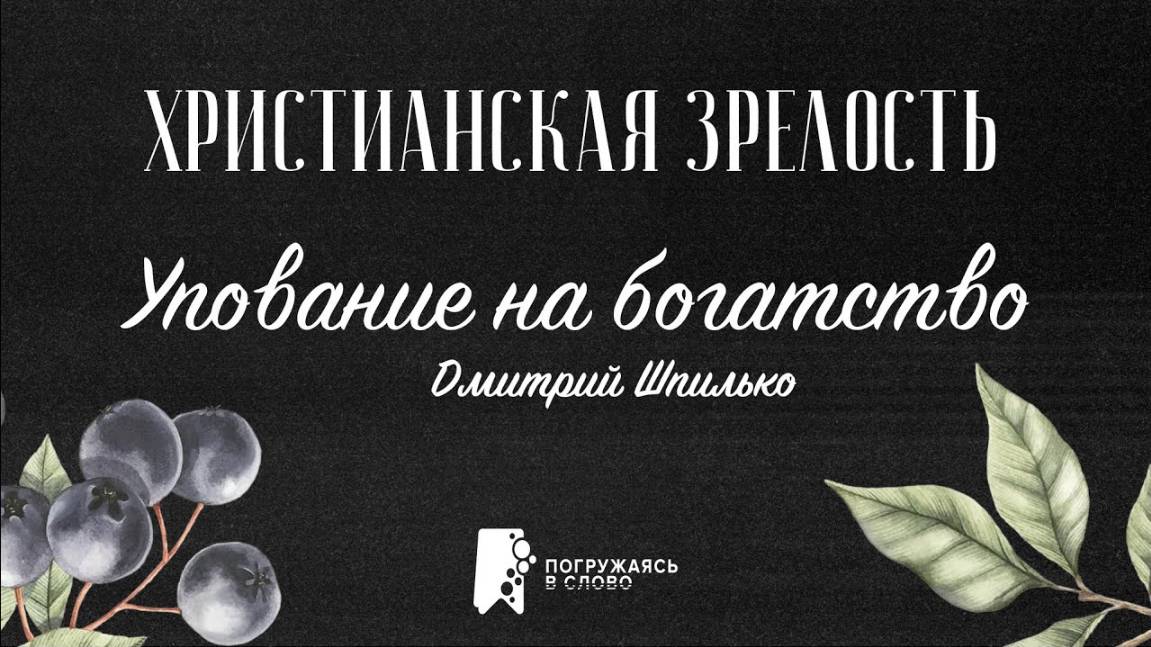 Упование на богатство | «Христианская зрелость»; Дмитрий Шпилько