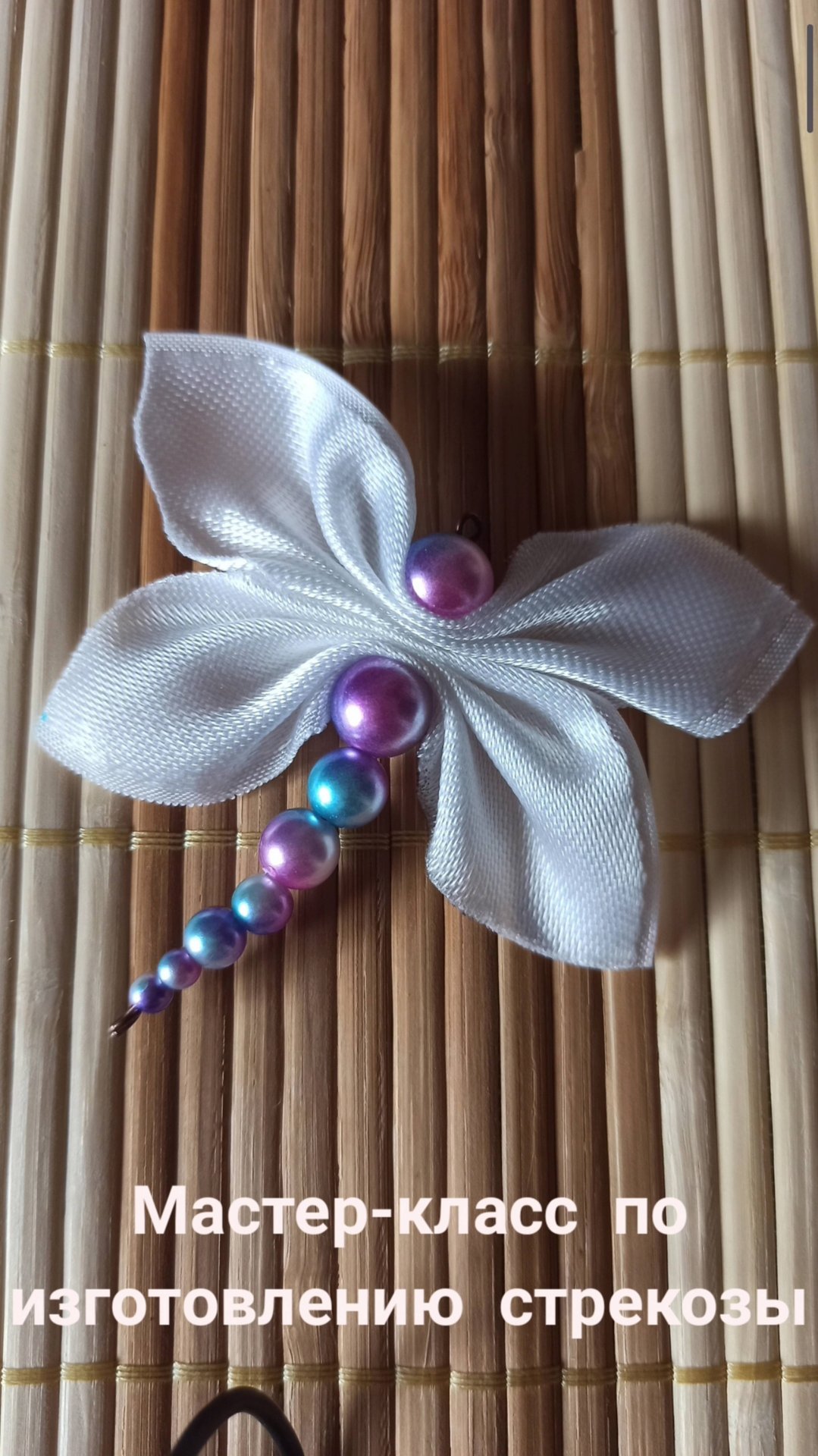 Мастер-класс как сделать стрекозу из атласной ленты и бусин смотреть онлайн