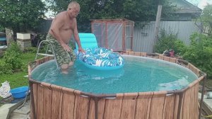Установка каркасного бассейна.