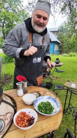 Харчо в казане на открытом огне