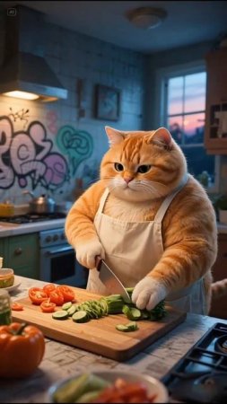 Рыжий котик охотится