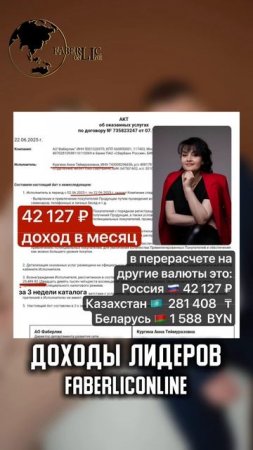 Доходы лидеров проекта FaberlicOnline за 3 недели!