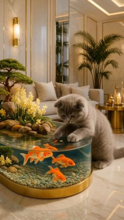"Котёнок и рыбки".#cat