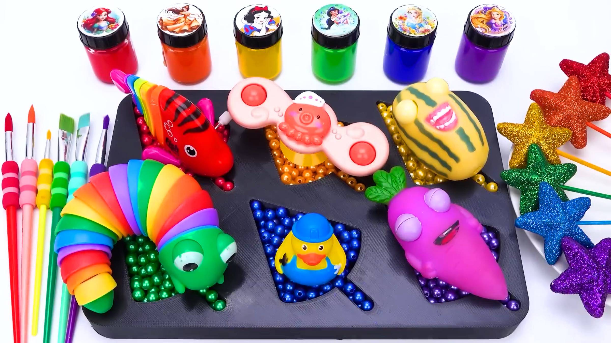 Мультик залипательные для малышей. АСМР. Учим цвета со слаймами. Игрушки смотреть онлайн