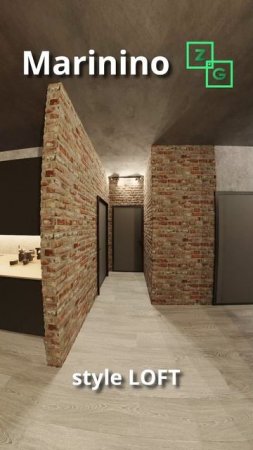 Интерьер объекта Загорянка Маринино, стиль лофт кухня-гостиная
