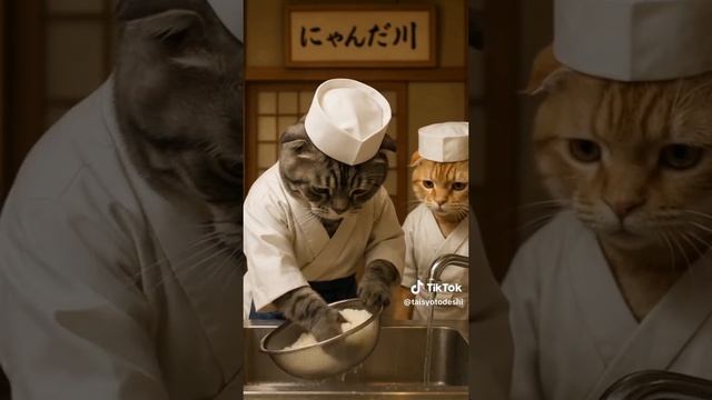 Рыжий котик учиться вести кухню