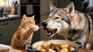 Рыжая мама кошка приютила чёрных котят