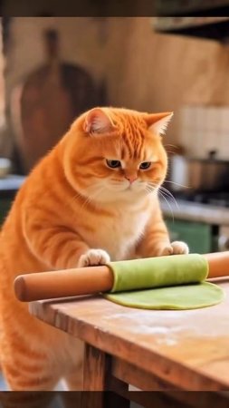 Рыжий котик и еда