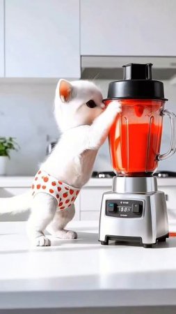 Белый шкодливый котенок
