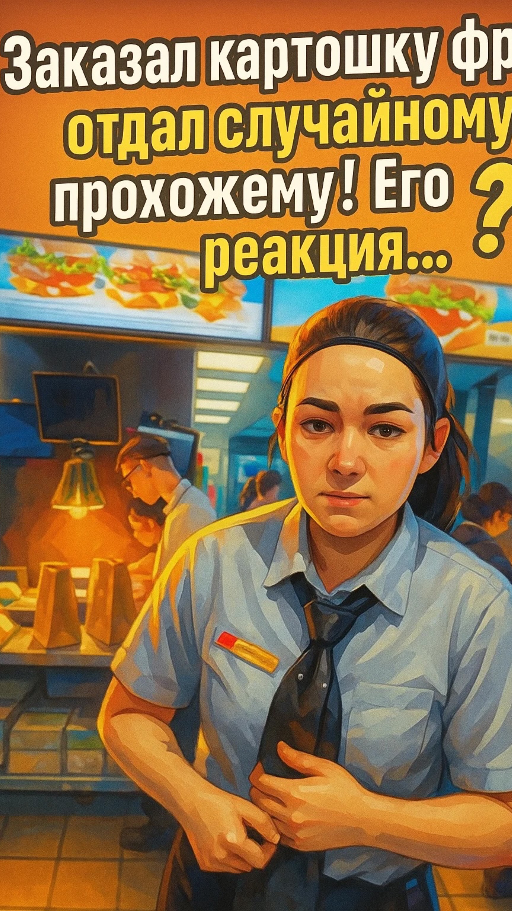Заказал картошку фри — отдал случайному прохожему! Его реакция... 😱🍟