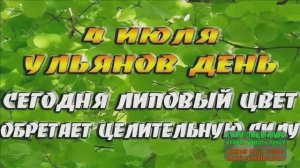 4 ИЮЛЯ.УЛЬЯНОВ ДЕНЬ.ДЕНЬ СБОРА ЛИПЫ.ТРАДИЦИИ И ПРИМЕТЫ.