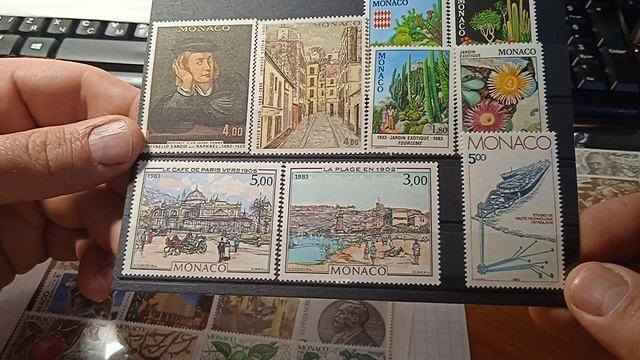 Смотрим марки Монако. Филателия марки хобби stamp philately hobby.
