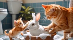 Мама-Кошка Подстригает мех на ферме и Шьет Тигровую Шапочку Для Котят Дома 🐾🧶🎩