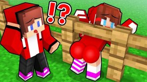 Сестра Джей Джей ЗАСТРЯЛА В ЗАБОРЕ?! Майнкрафт мультфильм