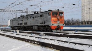 Тепловоз 2ТЭ10М-3434 в зимнем камуфляже. Звук 10Д100.