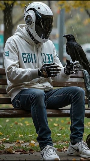 Professional_Mode_A_robot_in_a_white_hoodie_marked
