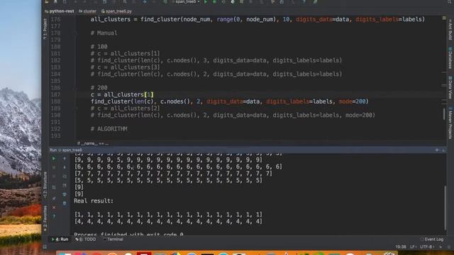 Кластеризация на графах. Эксперимент. Python. Рукописные числа. Часть 2.