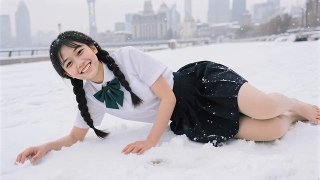 Прекрасный снежный пейзаж в Шанхае смотреть онлайн