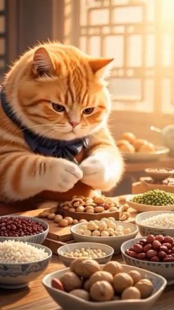 Рыжий котик с кашей