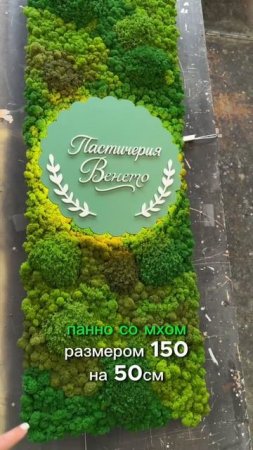 Логотип из стабилизированного мха разной фактуры для кафе