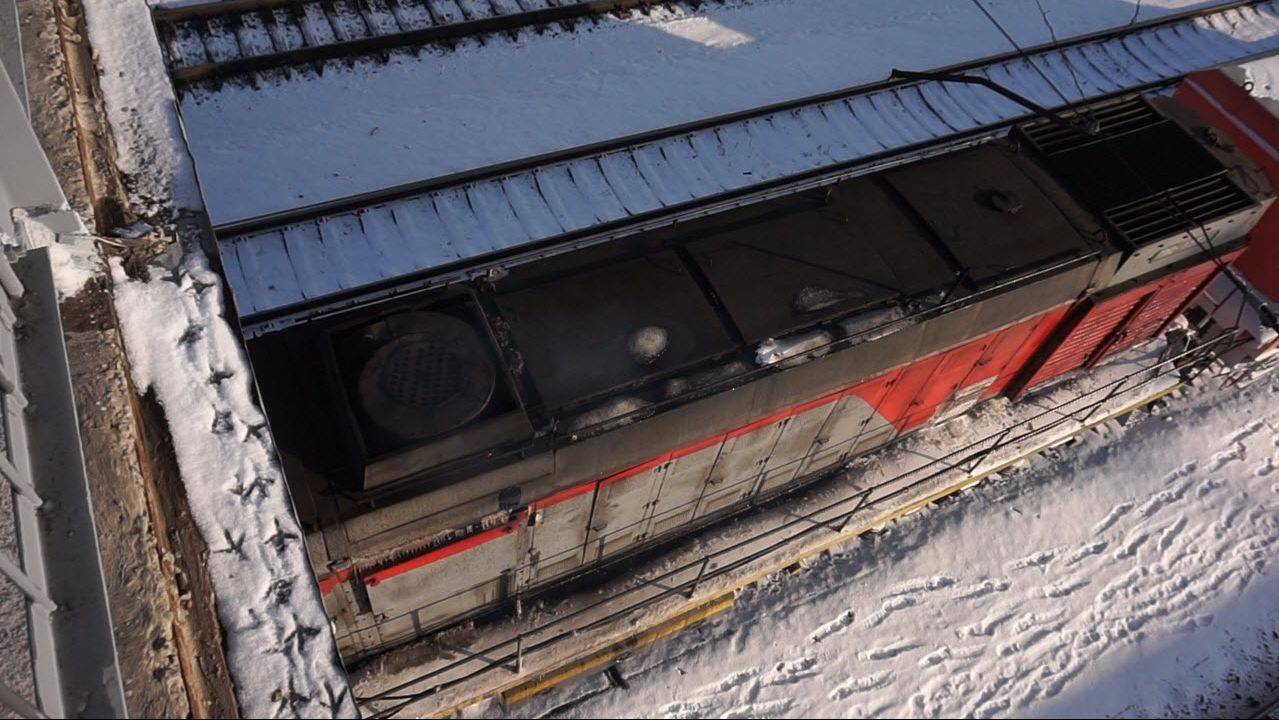 Тепловоз ТЭМ2-7352. Звук холостого хода.