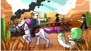 Играю с CAXAPOK563 и с sim9gleb в Мёртвые рельсы, в Roblox!