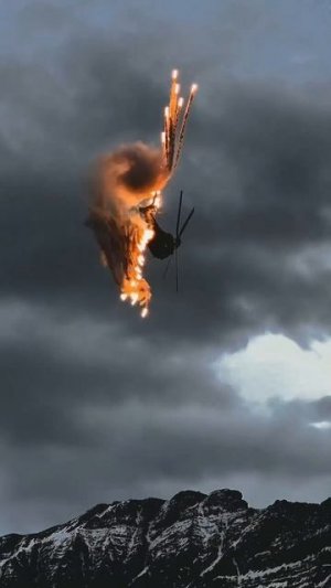 отстрел тепловых ловушек вертолётом Super Puma