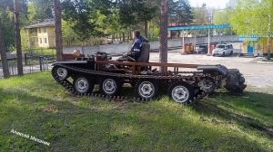 самодельный гусеничный вездеход, пробные ходовые испытания
