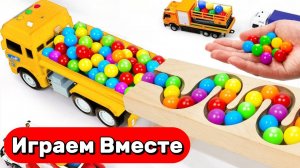 Играем в машинки и запускаем разноцветные шарики ! Строим горки ! АСМР видео для детей №13