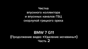 Чистка впускного коллектора и каналов ГБЦ скорлупой грецкого ореха 
BMW 7 G11