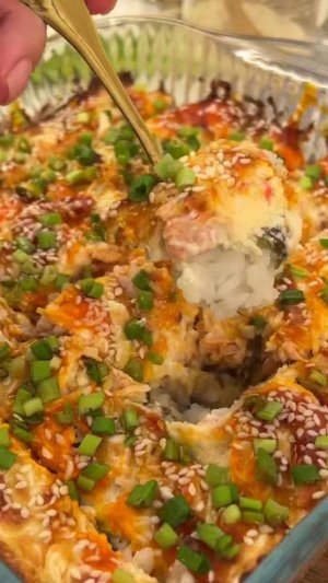 Запечённые суши под сырно-крабовой шапкой