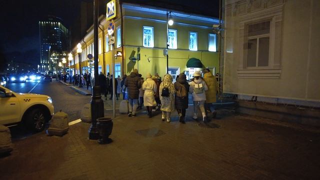 Moscow Christmas walk tour.  Old Arbat street and New Arbat avenue