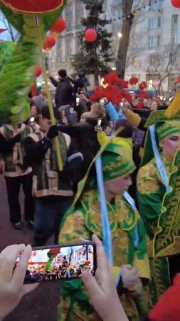Dragon procession on Chinese New Year in Moscow.