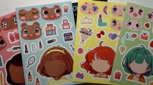 ✨Набор наклеек, куклы, 1 часть 💜 аппликация, анимэ, стикеры в альбоме.