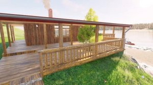 Летний дом на берегу реки.