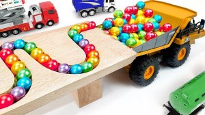 Гонка шариков волновой склон. Машинки для детей Мусоровоз Самосвал Скорая помощь Экскаватор Трактор