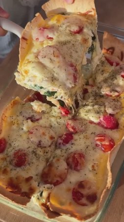 Лаваш с творогом, яйцами, помидором и сыром в духовке. ПП завтрак #рецепты #лаваш #завтрак #рек #пп