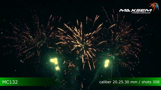 Профессиональная веерная батарея салютов С132 Cakes 308 shots 20, 25,30 мм 1/1/1