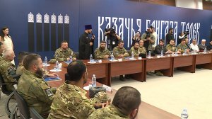 В Пятигорске казачьей бригаде «Терек» вручено боевое знамя с личной подписью Президента Путина