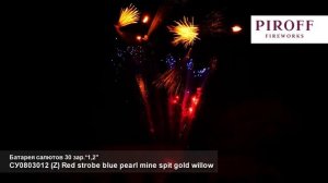 СУ0803012 Профессиональная веерная батарея салютов (Z) Red strobe blue pearl mine spit gold willow