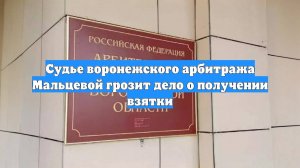 Судье воронежского арбитража Мальцевой грозит дело о получении взятки