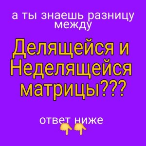Делящиеся и не делящиеся матрицы!?