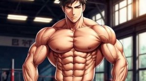 Спортсмен, парень, пресс, аниме, большие формы