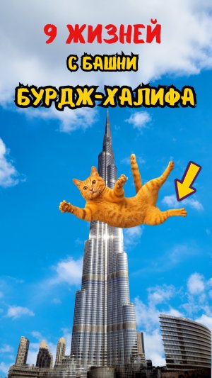 Что будет с кошкой,если она упадет с большой высоты?А если это башня Бурдж-Халифа?😱