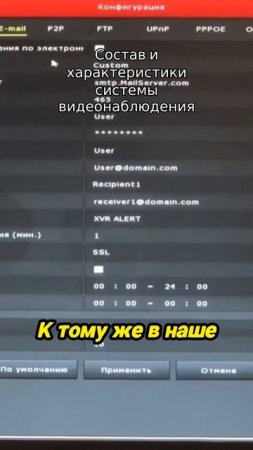 Состав и характеристики системы видеонаблюдения