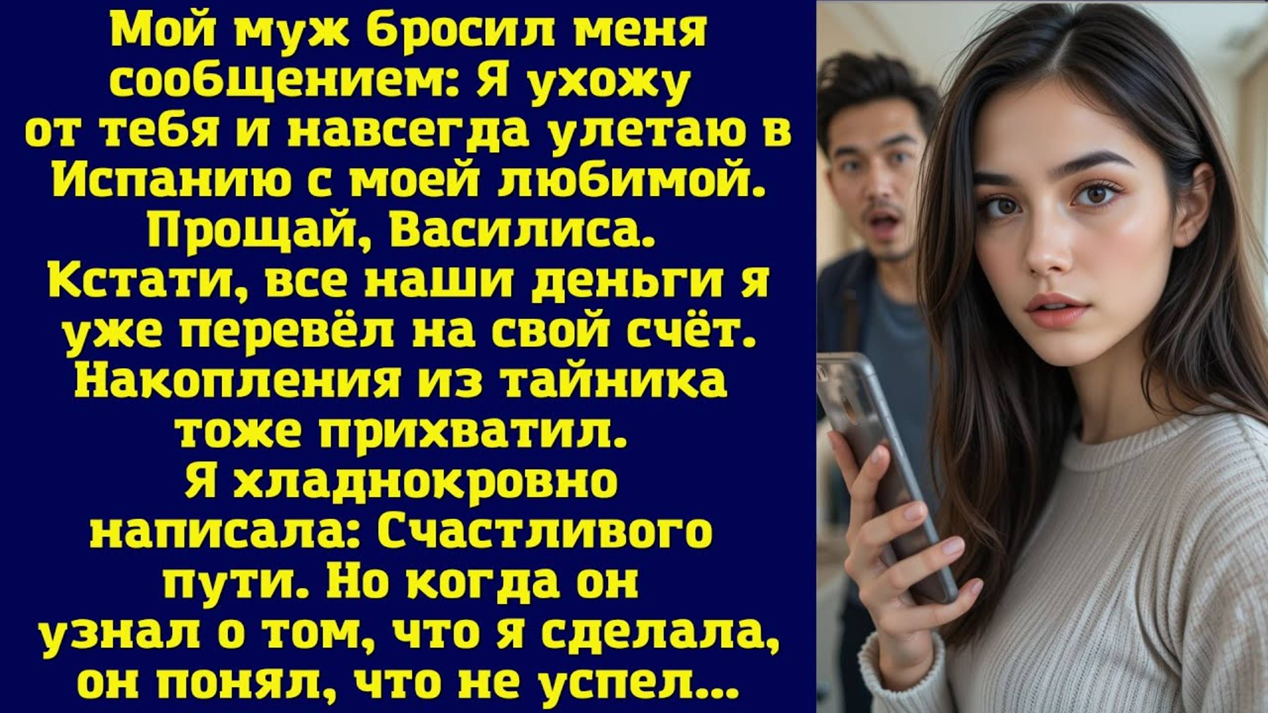 Мой муж бросил меня сообщением. Я ухожу от тебя и навсегда улетаю в Испанию с моей любимой