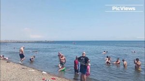 Анапа сегодня 8 июля 2025. Пляж Высокий Берег. Чёрное море. Отдых и погода в Анапе сейчас