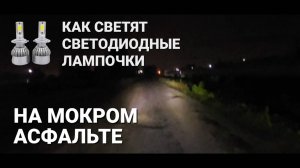 КАК СВЕТЯТ СВЕТОДИОДНЫЕ лампочки в дождь на мокром асфальте на автомобиле или скутере